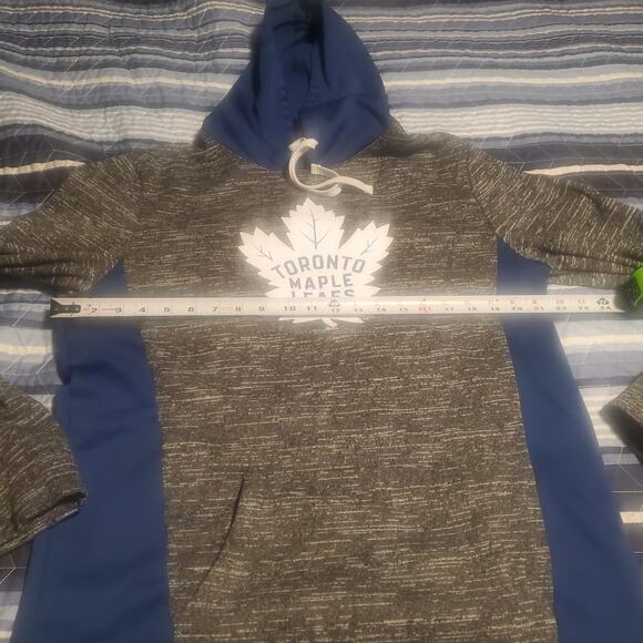 Toronto Maple Leafs Size M Fanatics Charcoal Space-Dye Pullover Hoodie NHL FLAW - Picture 6 of 7